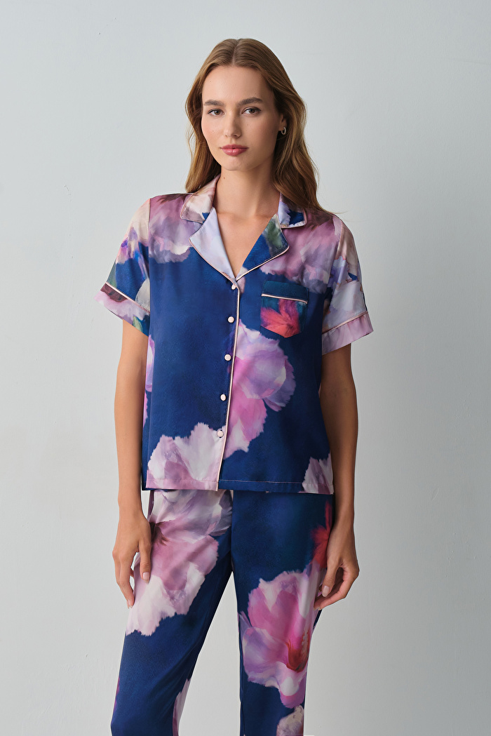 Floral Gömlek Yaka Pijama Takımı — görsel 3