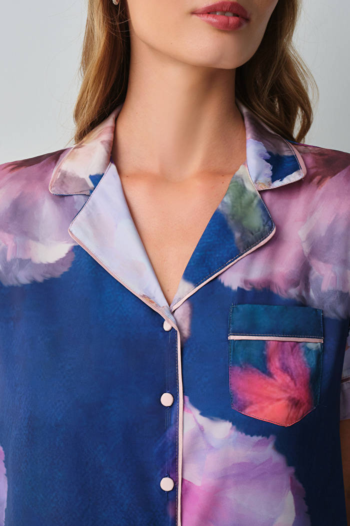 Floral Gömlek Yaka Pijama Takımı — görsel 4