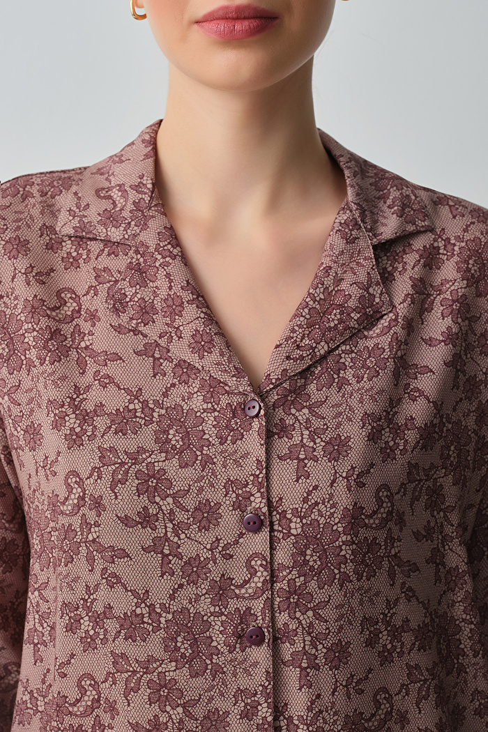 Lace Gömlek Yaka Pijama Takımı — görsel 3