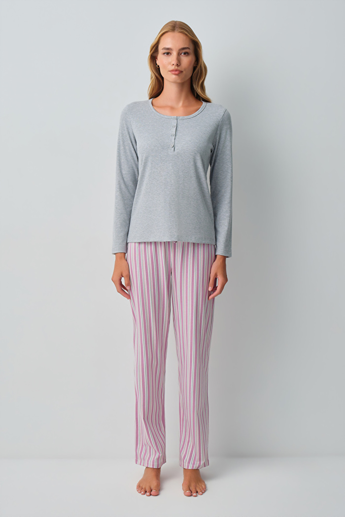 Pembe Çizgili Cosy Pijama Takımı