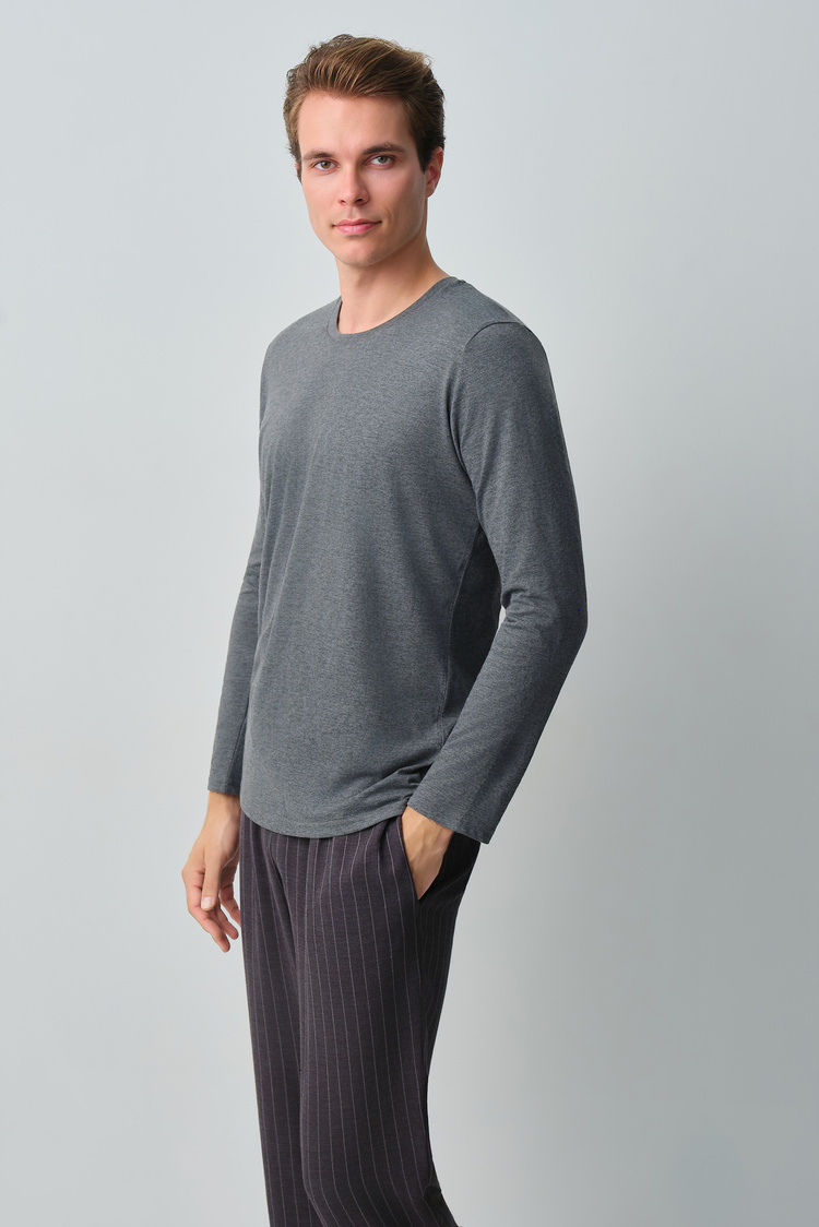 Koyu Gri Baskılı Tyler Erkek Pijama Takımı