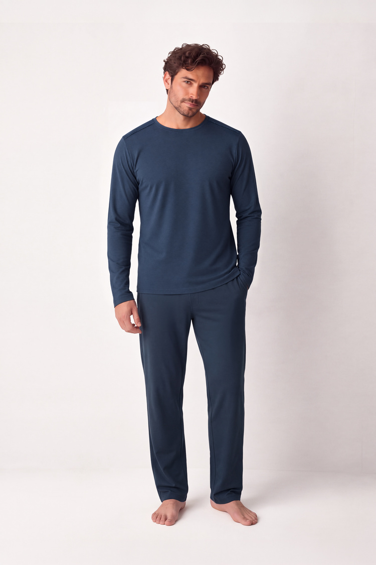 Koyu Lacivert Charles Erkek Pijama Takımı