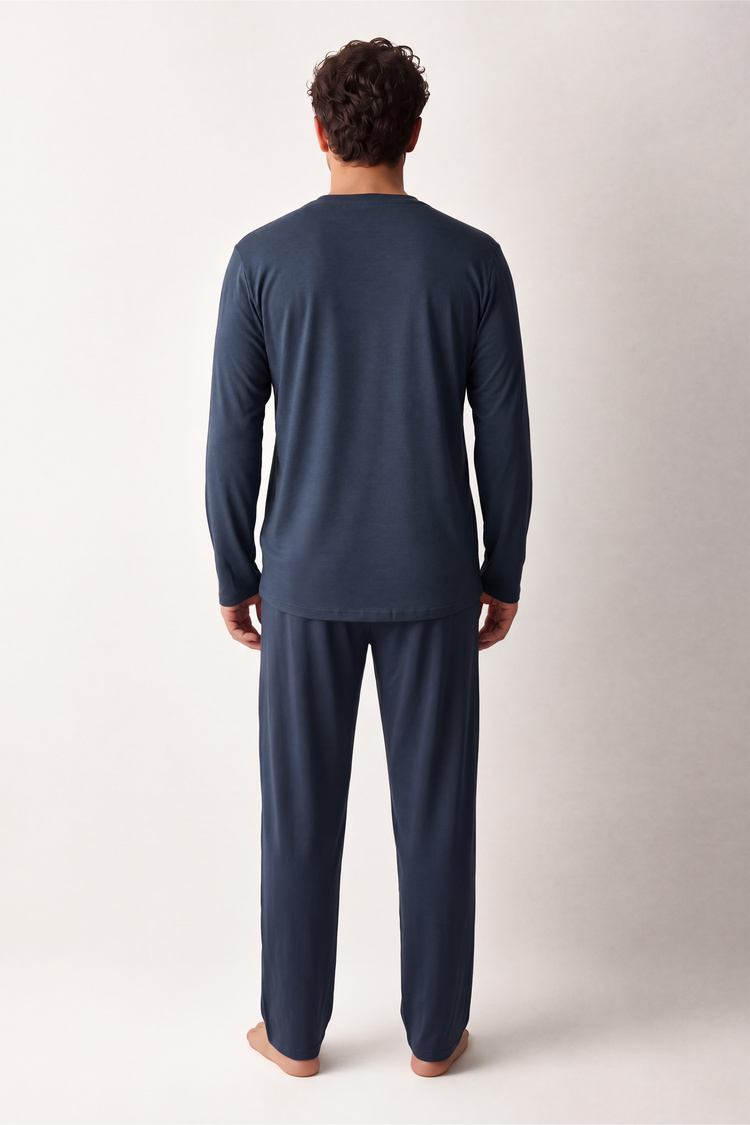 Koyu Lacivert Charles Erkek Pijama Takımı