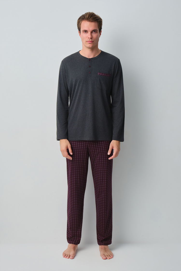 Mürdüm Ekoseli David Erkek Pijama Takımı