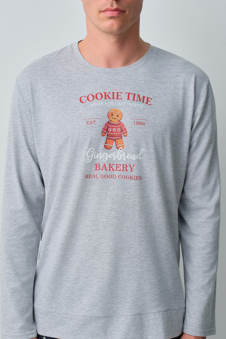 Lacivert Desenli Ginger Erkek Pamuklu Pijama Takımı