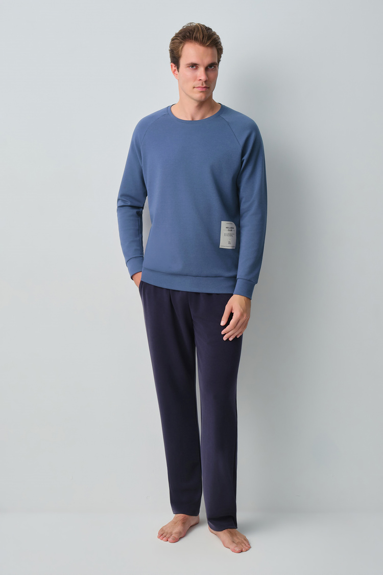 Navy Blue Wellness Men Pyjamas Set