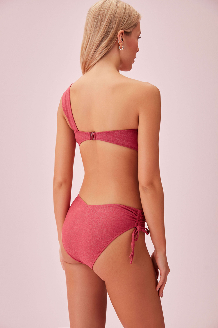 Gül Rengi Yanı Büzgülü Bikini Alt