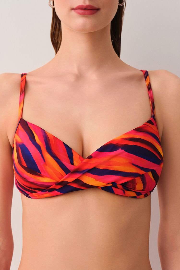 Flame Baskılı Flame Yarı Destekli Bikini Üstü