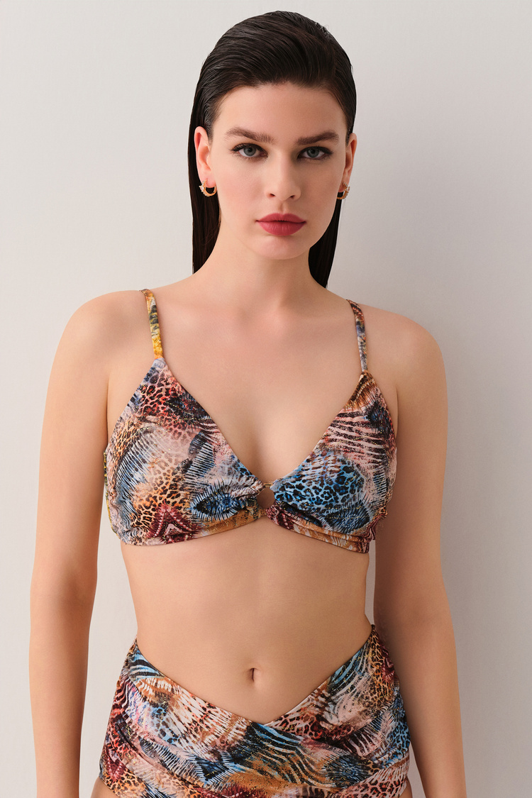 Etnik Desenli Freya Üçgen Bikini Üst