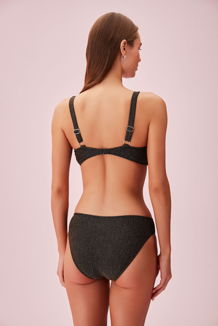 Gold Gold Pileli Dokulu Bikini Alt