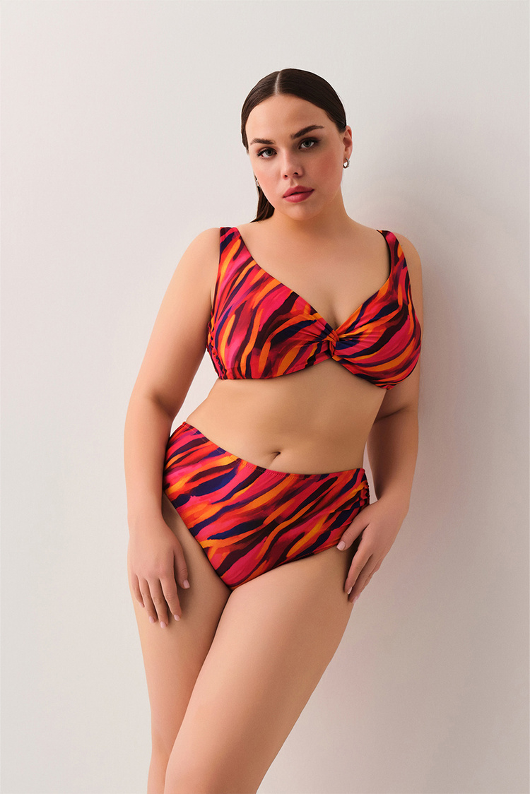 Flame Baskılı Flame Önü Burgulu Balensiz Bikini Üst