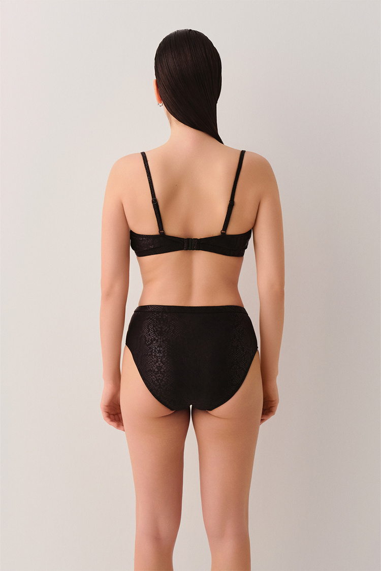 Siyah Sirius Tül Detaylı Bikini Alt