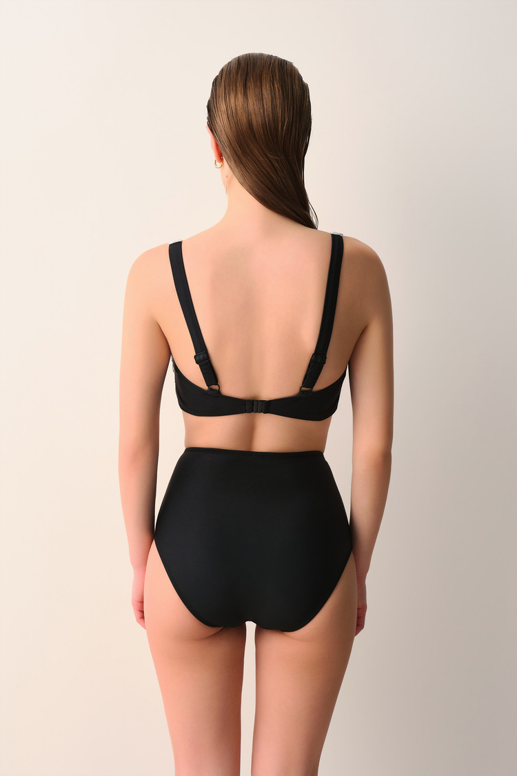 Siyah Desenli Lisa Yüksek Bel Bikini Alt