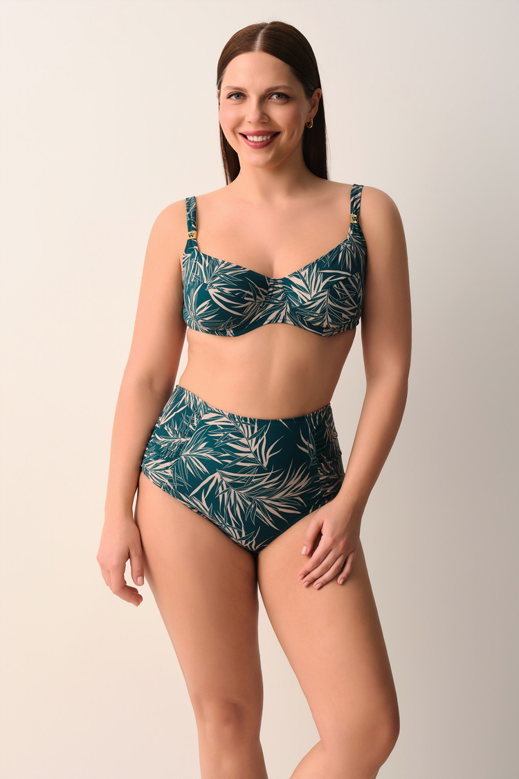Yaprak Baskılı Eleni Balenli Toparlayıcı Bikini Üst