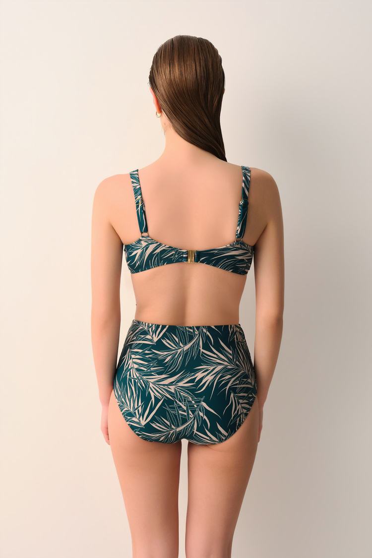 Yaprak Baskılı Eleni Balenli Toparlayıcı Bikini Üst
