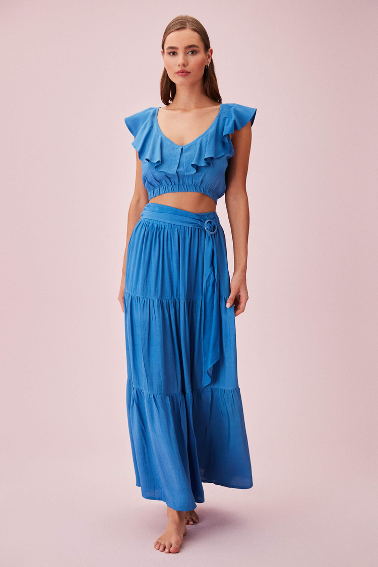 Denim Görünümlü Shakira Crop Top