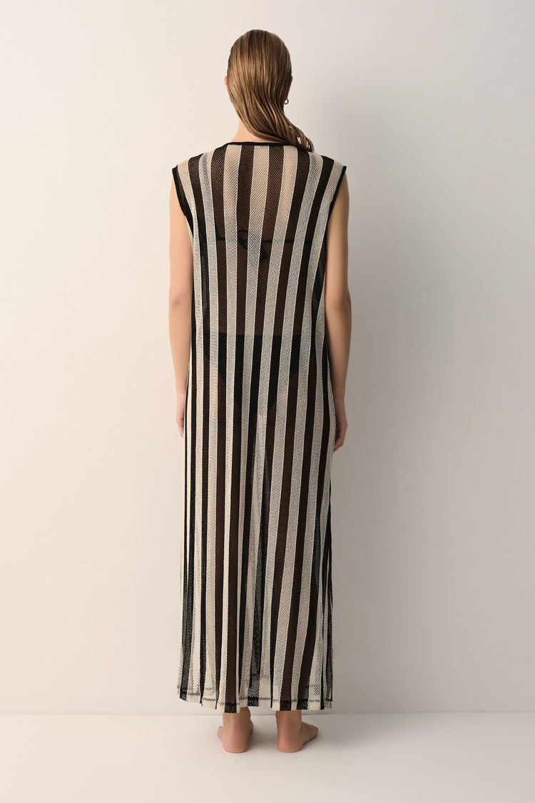 Ekru / Siyah Azure Caftan