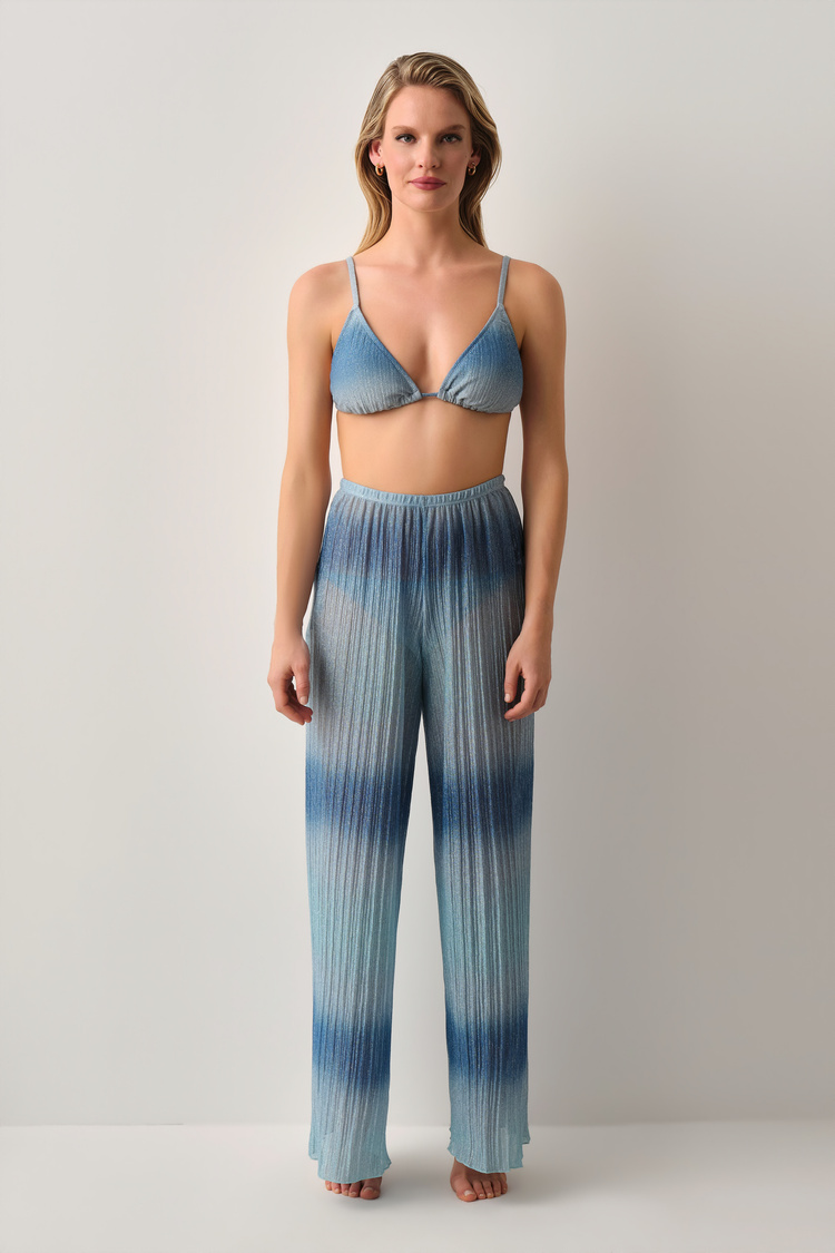 Mavi Batik Desenli Beachy Plaj Pantolonu
