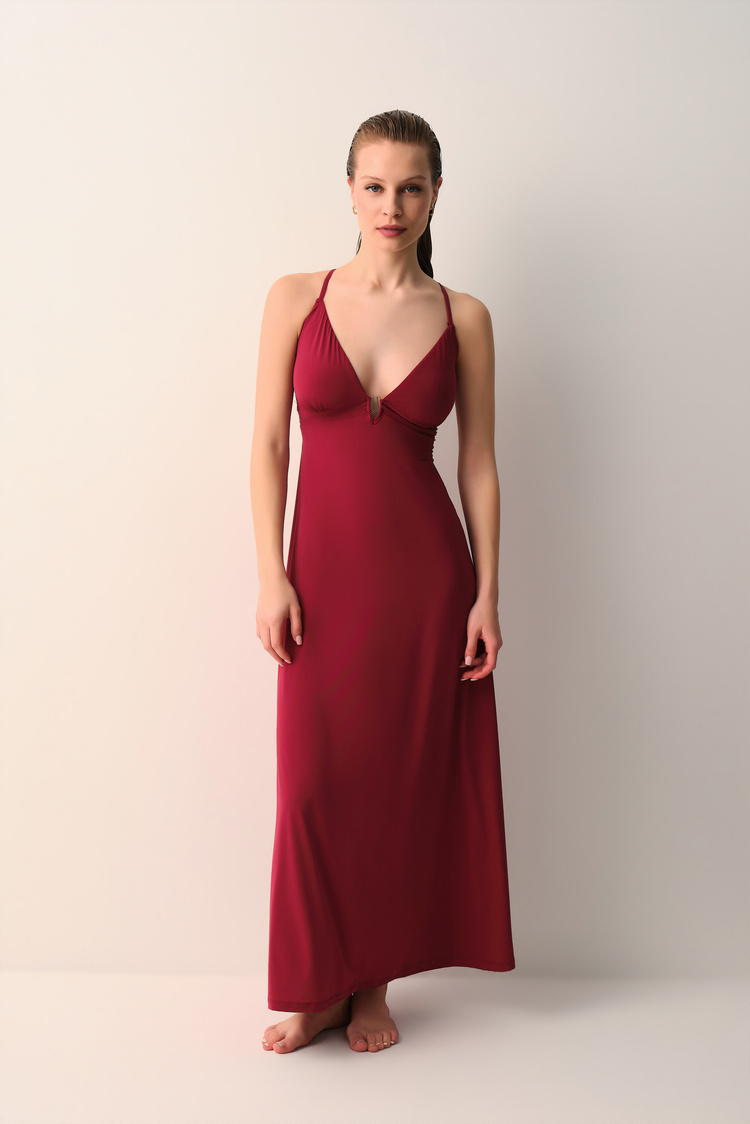 Bordo Lorena Plaj Elbisesi