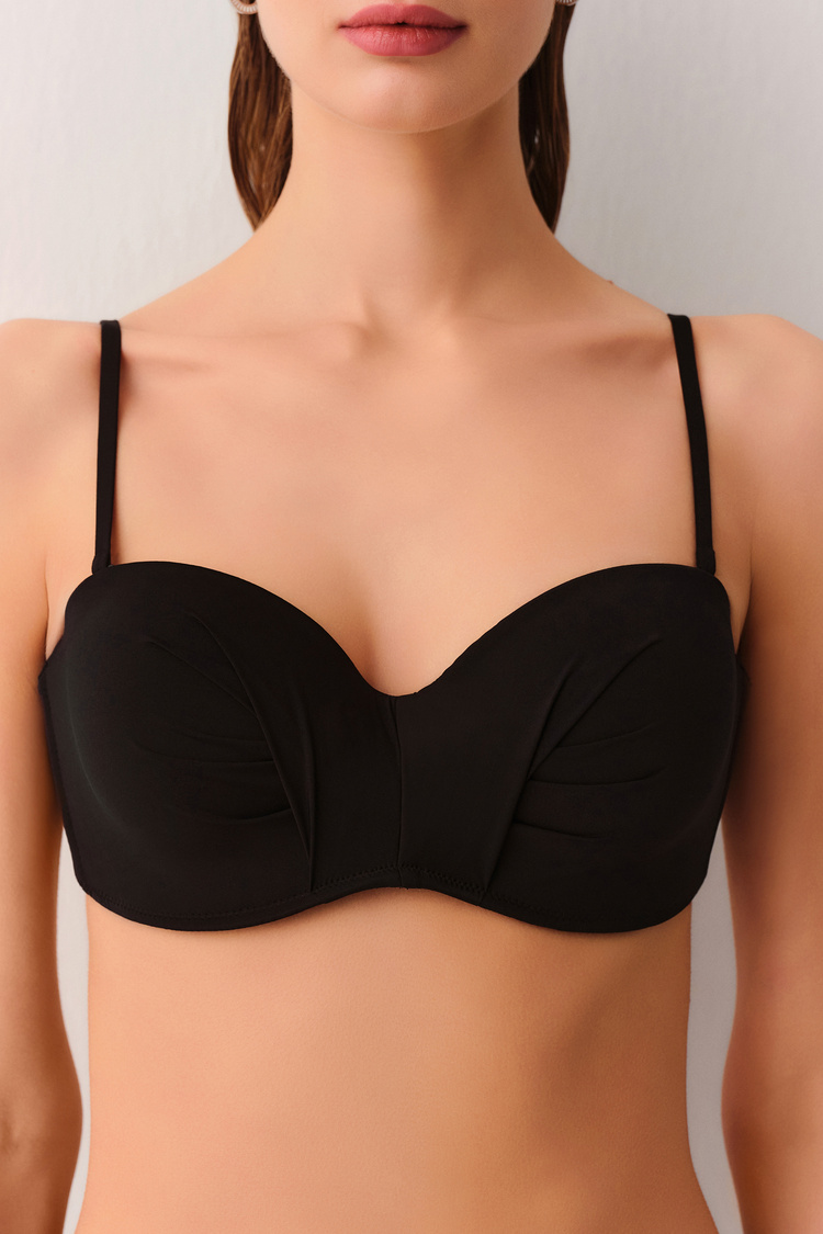 Siyah Diana Straplez Bikini Üst
