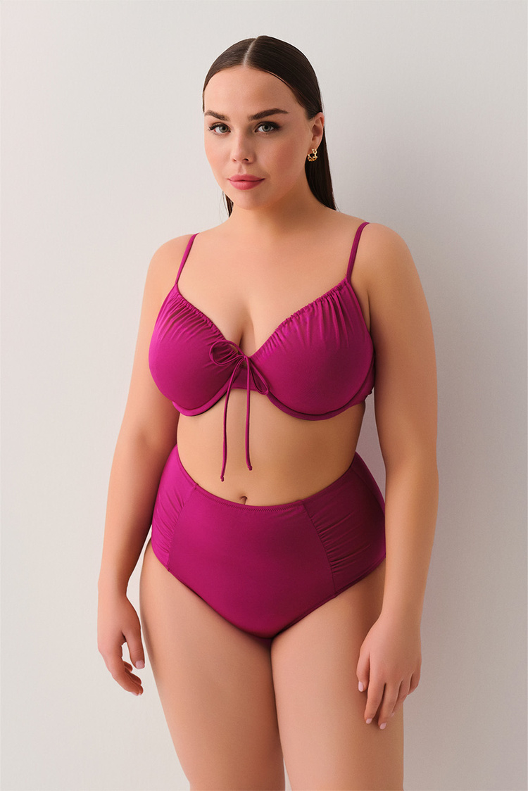 Vişne Önden Bağcıklı Destekli Bikini Üst