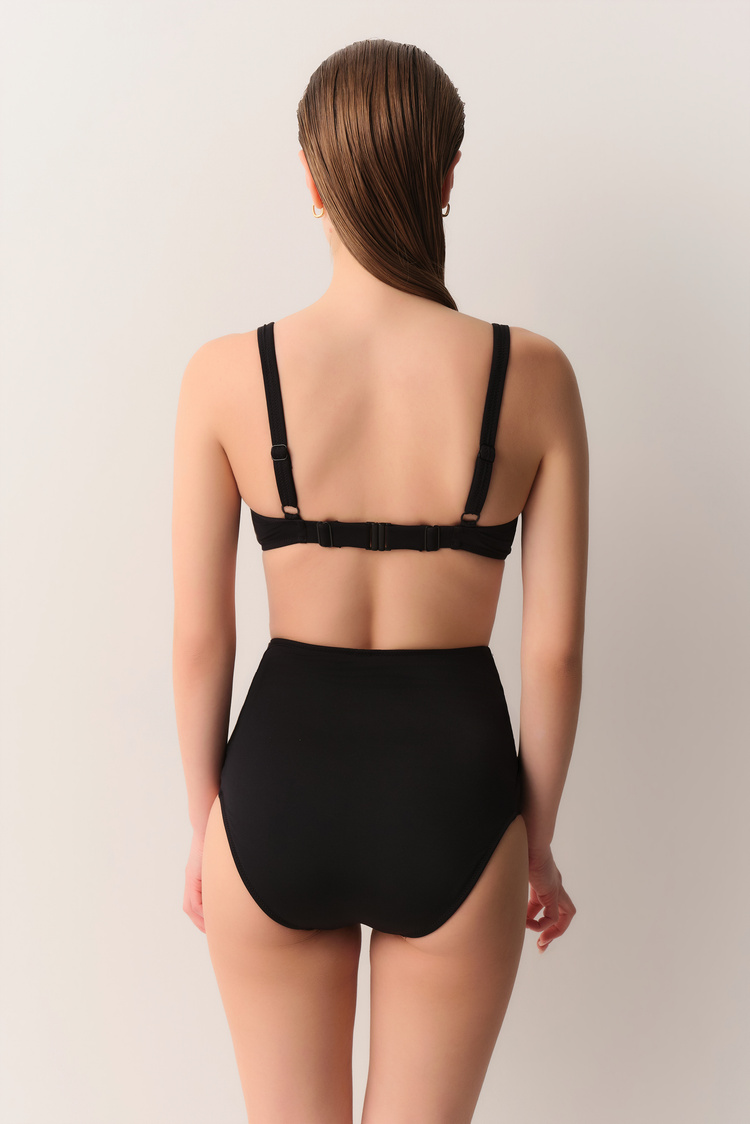Black High Waist Straps Bikini Bottom