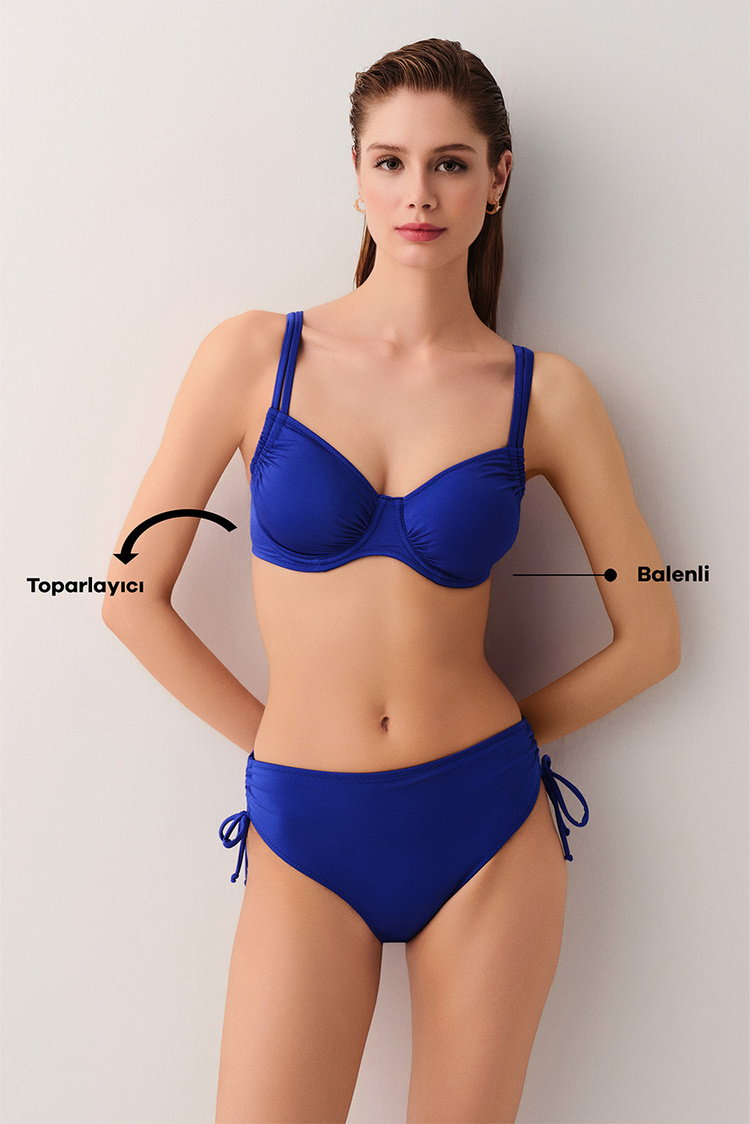 Saks Balenli Körüklü Toparlayıcı Bikini Üst