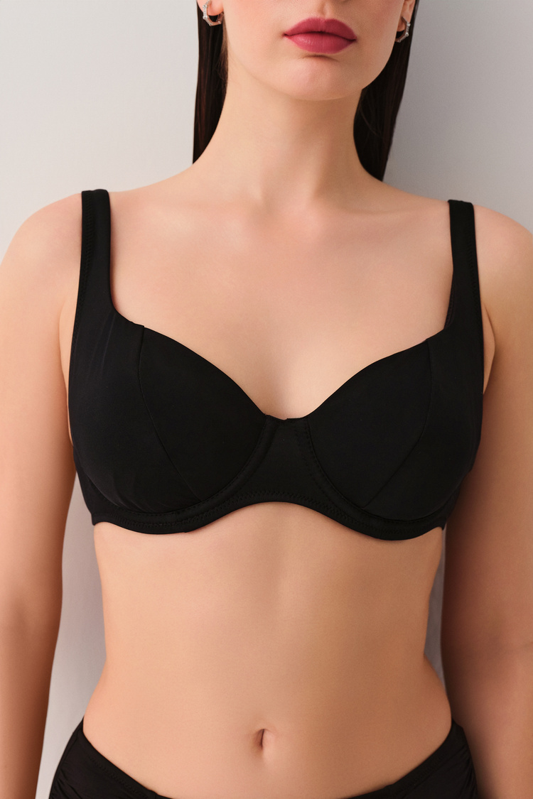 Siyah Balenli Toparlayıcı Bikini Üst