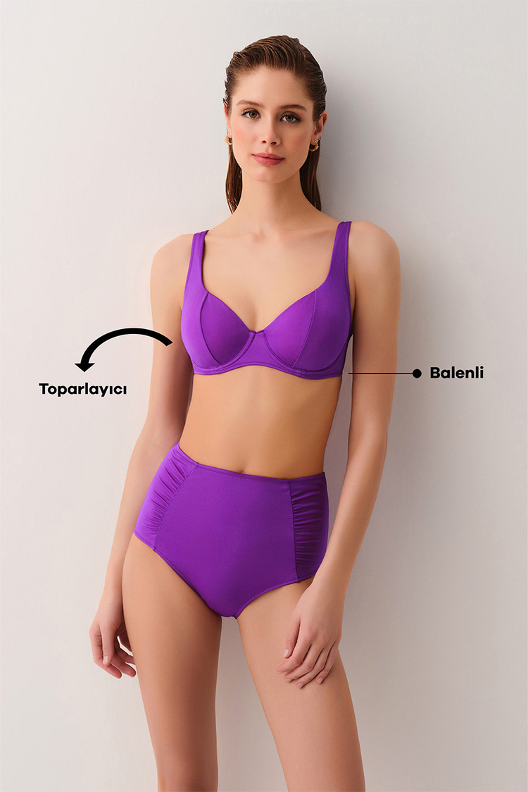 Menekşe Moru Balenli Toparlayıcı Bikini Üst