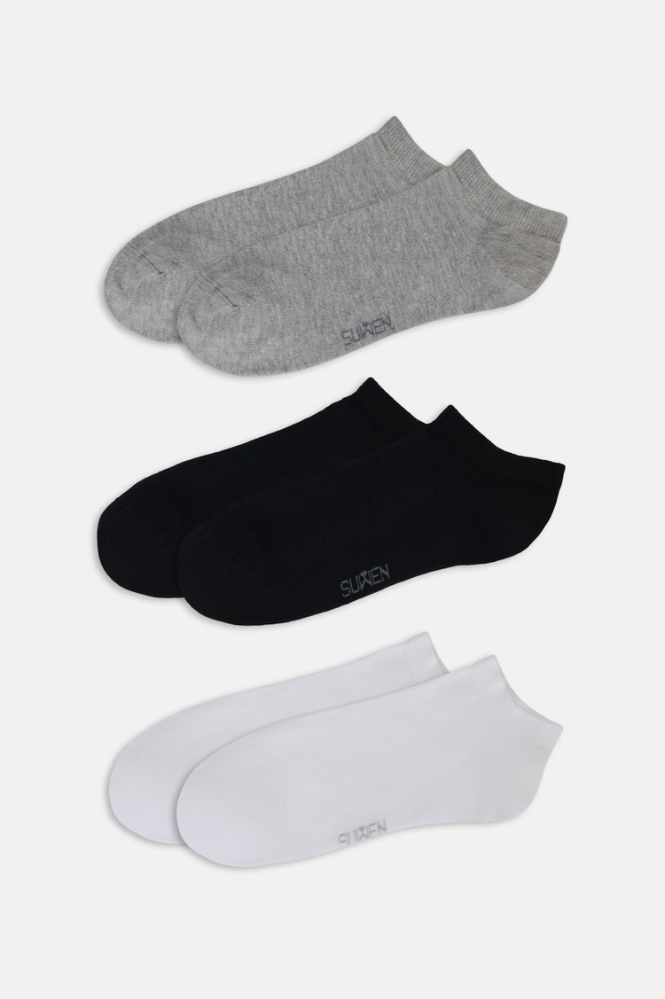 Siyah / Beyaz / Gri Erkek Basic 3'lü paket Çorap