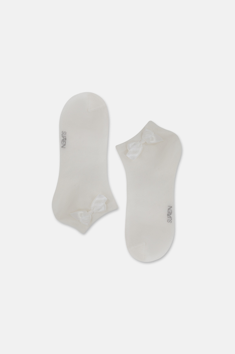 Ekru Ribbon Soket Çorap