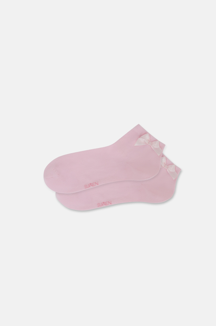 Pembe Ribbon Soket Çorap