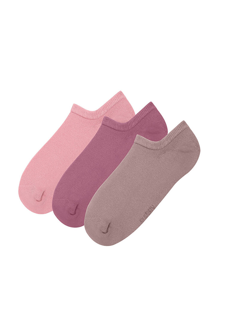 Mor / Pembe / Kahverengi Görünmez 3 lü Modal Sneaker Çorap