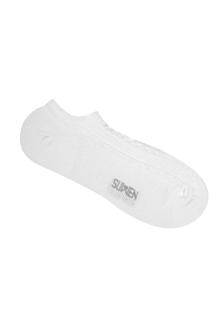 Ekru Kadın Knit Sneaker Çorap
