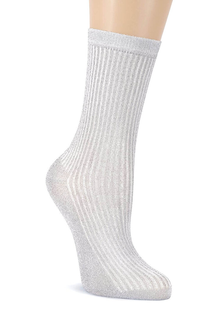 Gri Chic Lurex Soket Çorap