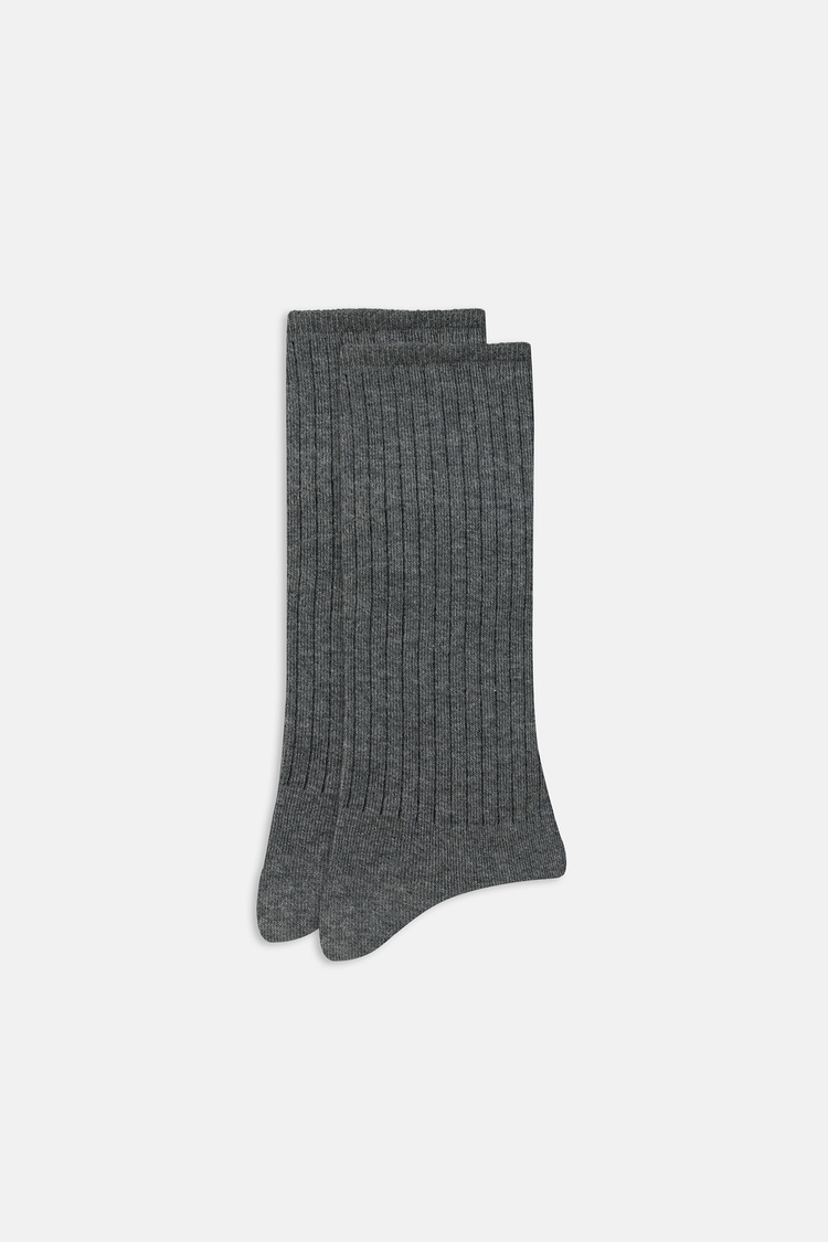 Gri Melanj 2'li Comfort Pamuklu Erkek Soket Çorap