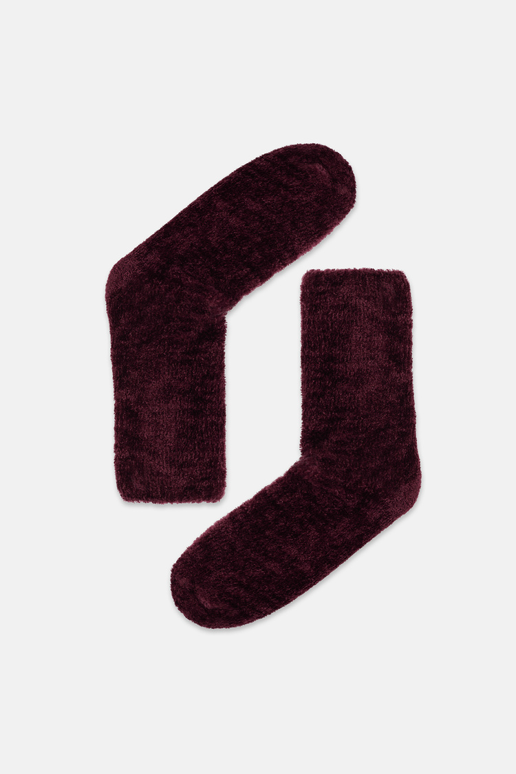 Bordo Cuddly Sleep Soket Çorap