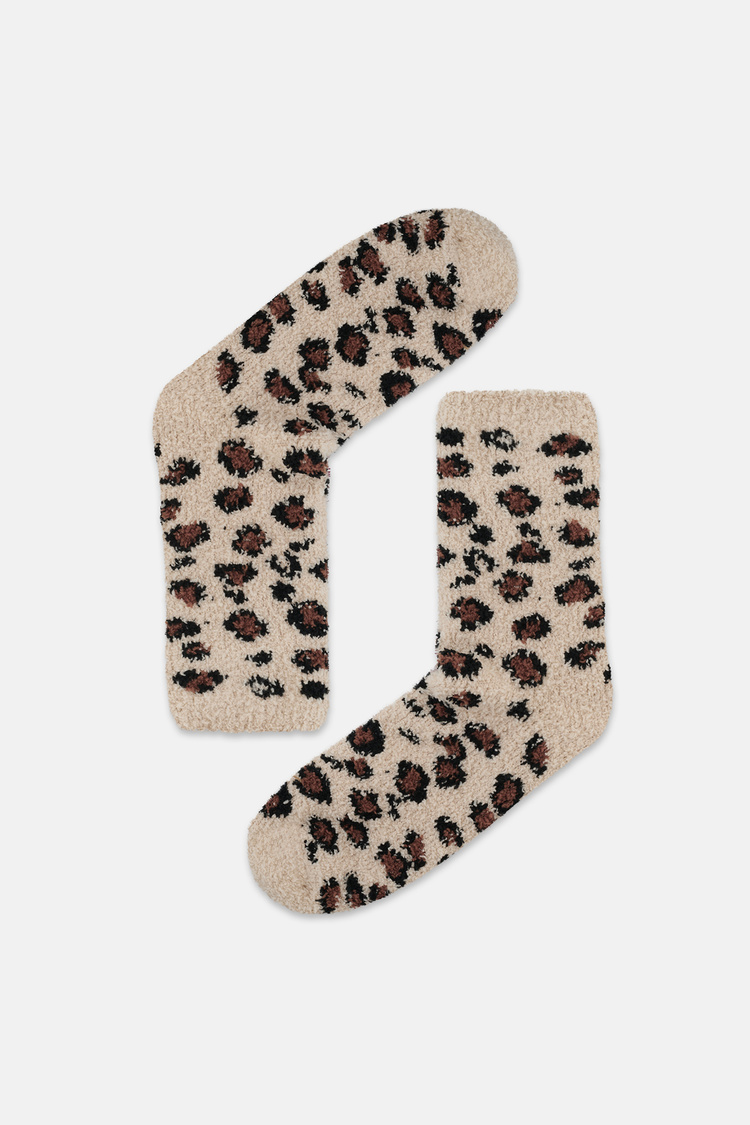 Leopar Desenli Sleep Leo Soket Çorap