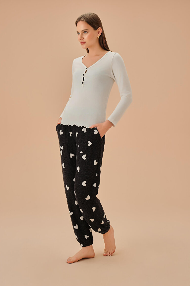 Siyah Desenli Sweety Pijama Takımı