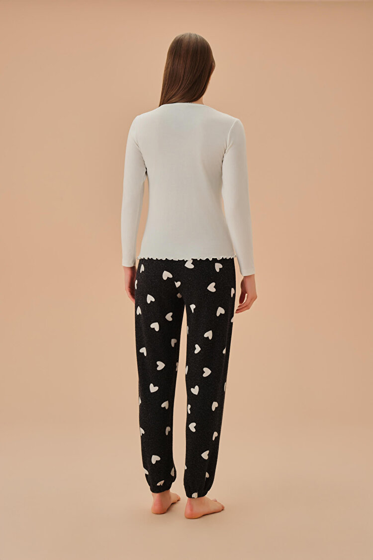 Siyah Desenli Sweety Pijama Takımı