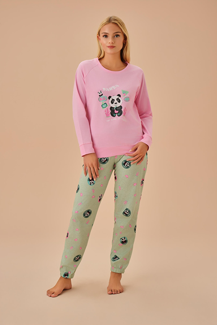 Mint Print Panda Pyjamas Set SUWEN