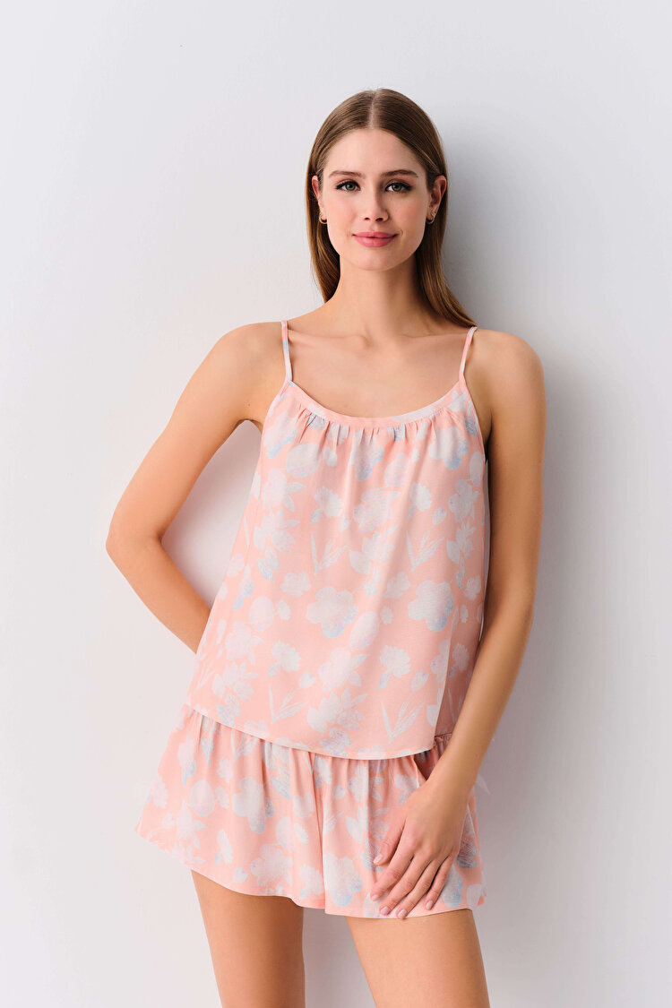 Pink Print Shiny Babydoll Set | SUWEN
