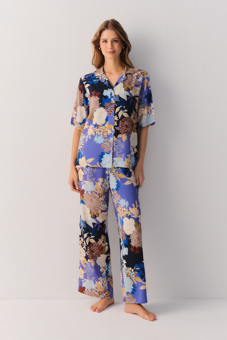 Çiçek Desenli Flowery Night Pantolon