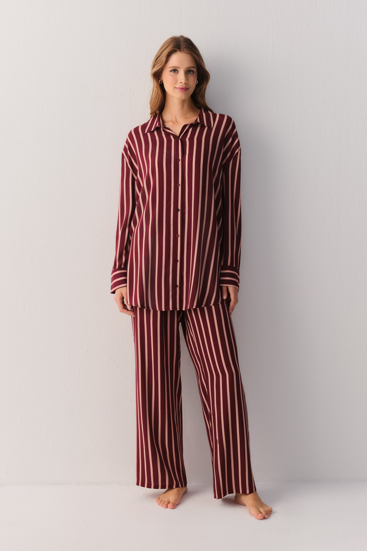 Çizgili Stripe Romance Pijama Üstü
