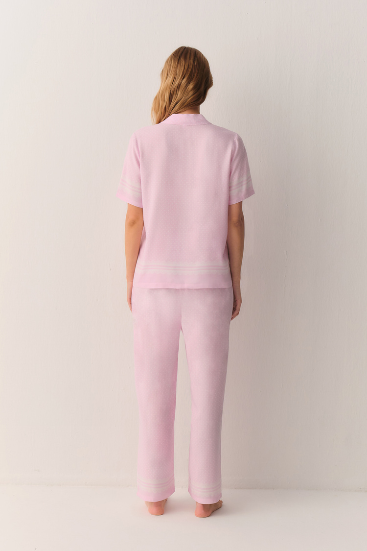Pembe Cute Gömlek Yaka Pijama Takımı