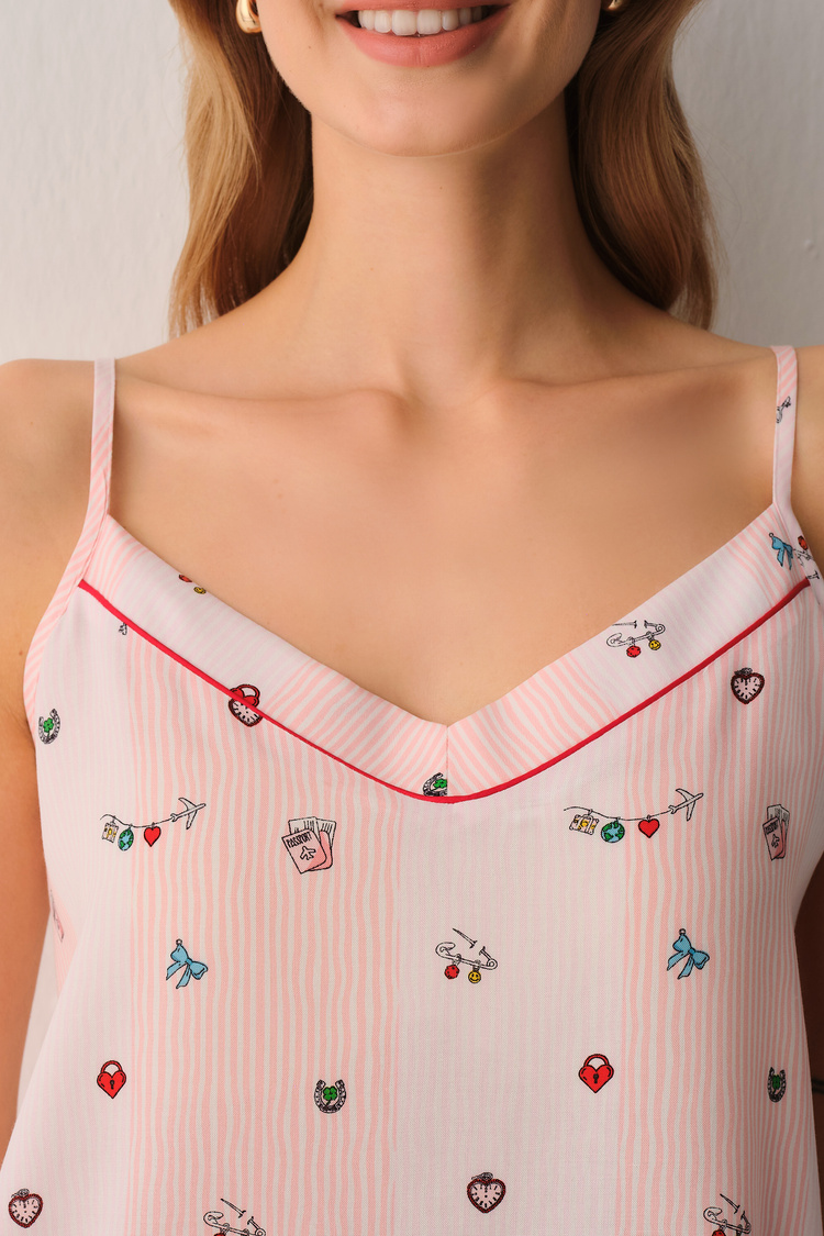Pembe Smile Atlet Şort Pijama Takımı