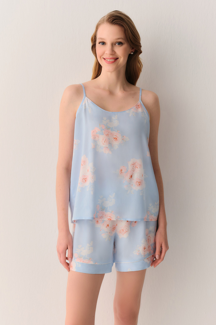 Mavili Freya Atlet Şort Pijama Takımı