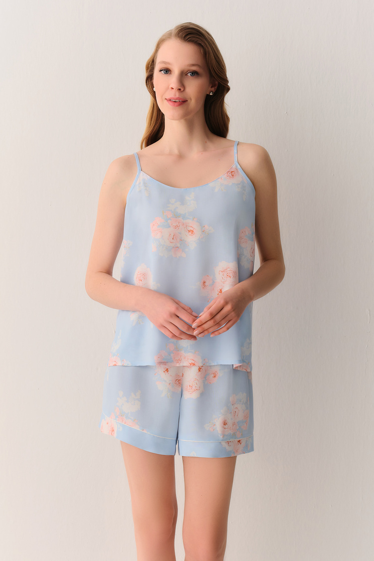 Mavili Freya Atlet Şort Pijama Takımı