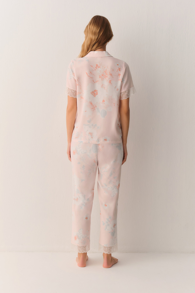 Pembe Nicole Gömlek Yaka Pijama Takımı