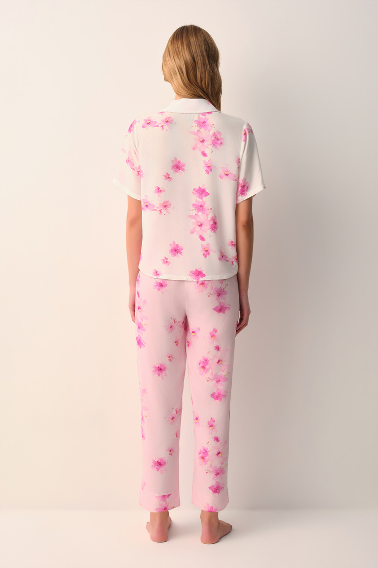 Pembe Serena Gömlek Yaka Pijama Takımı
